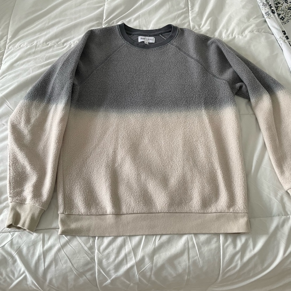 Feat Blanket Blend Crew Neck Sweater, Grey and Oatmilk Color